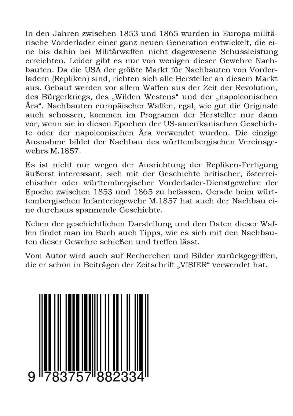 Rückseite: 9783757882334 | Europäische Vorderlader-Dienstgewehre und ihre Nachbauten | Finze