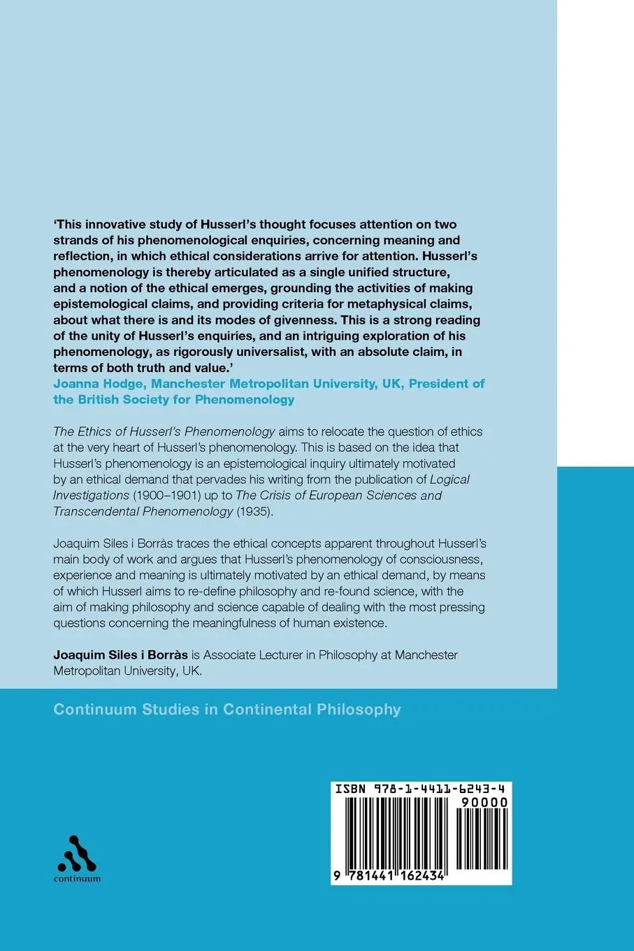 Rückseite: 9781441162434 | The Ethics of Husserl's Phenomenology | Borr+?'s (u. a.) | Taschenbuch