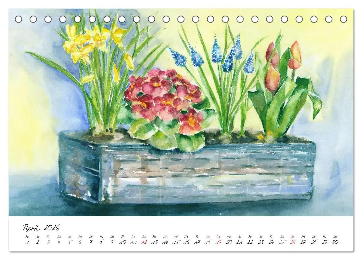 Bild: 9783457972434 | Blumen Blüten Aquarelle (Tischkalender 2026 DIN A5 quer), CALVENDO...