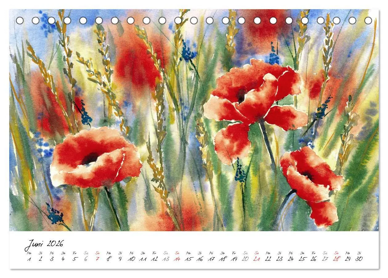 Bild: 9783457972434 | Blumen Blüten Aquarelle (Tischkalender 2026 DIN A5 quer), CALVENDO...
