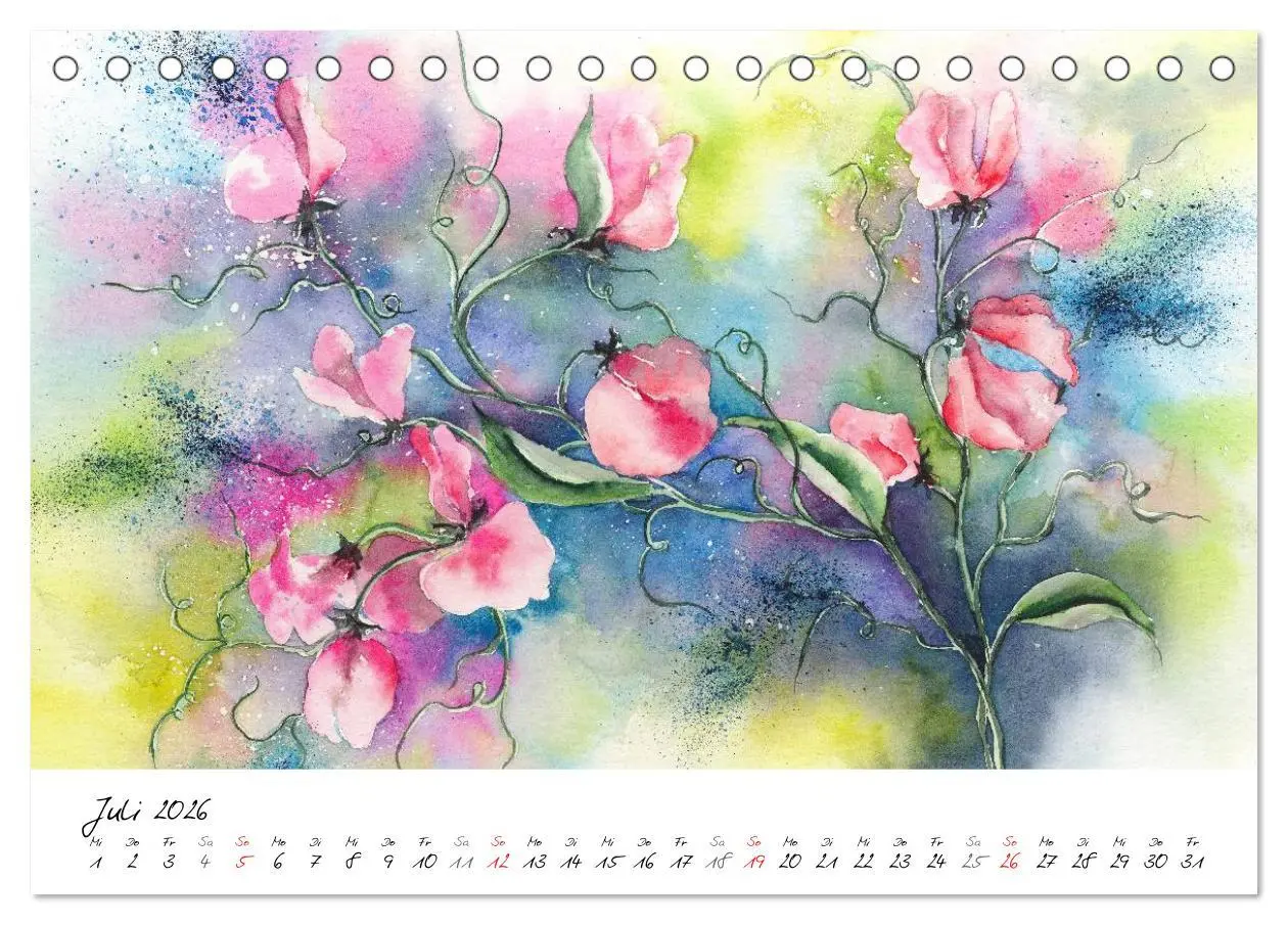 Bild: 9783457972434 | Blumen Blüten Aquarelle (Tischkalender 2026 DIN A5 quer), CALVENDO...
