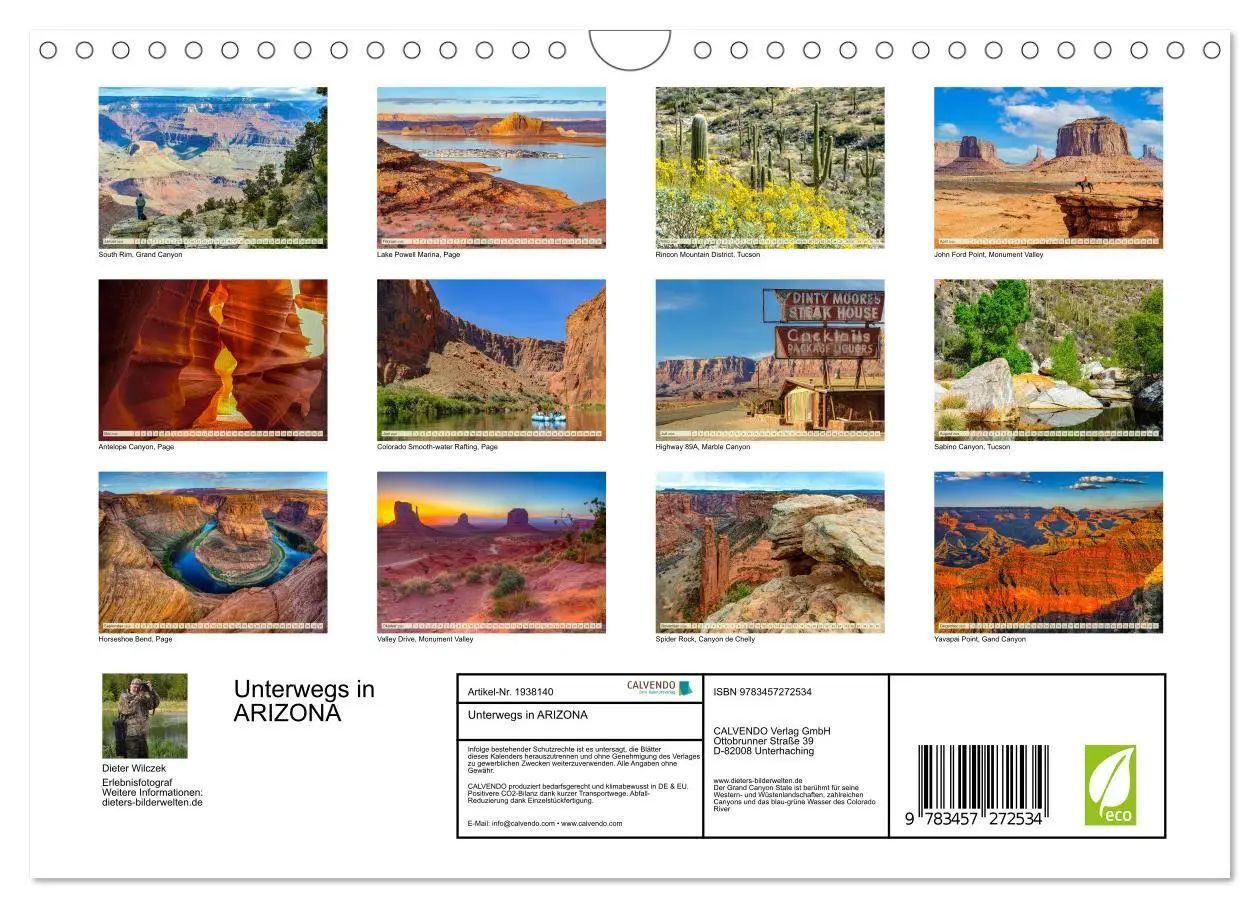 Bild: 9783457272534 | Unterwegs in ARIZONA (Wandkalender 2026 DIN A4 quer), CALVENDO...