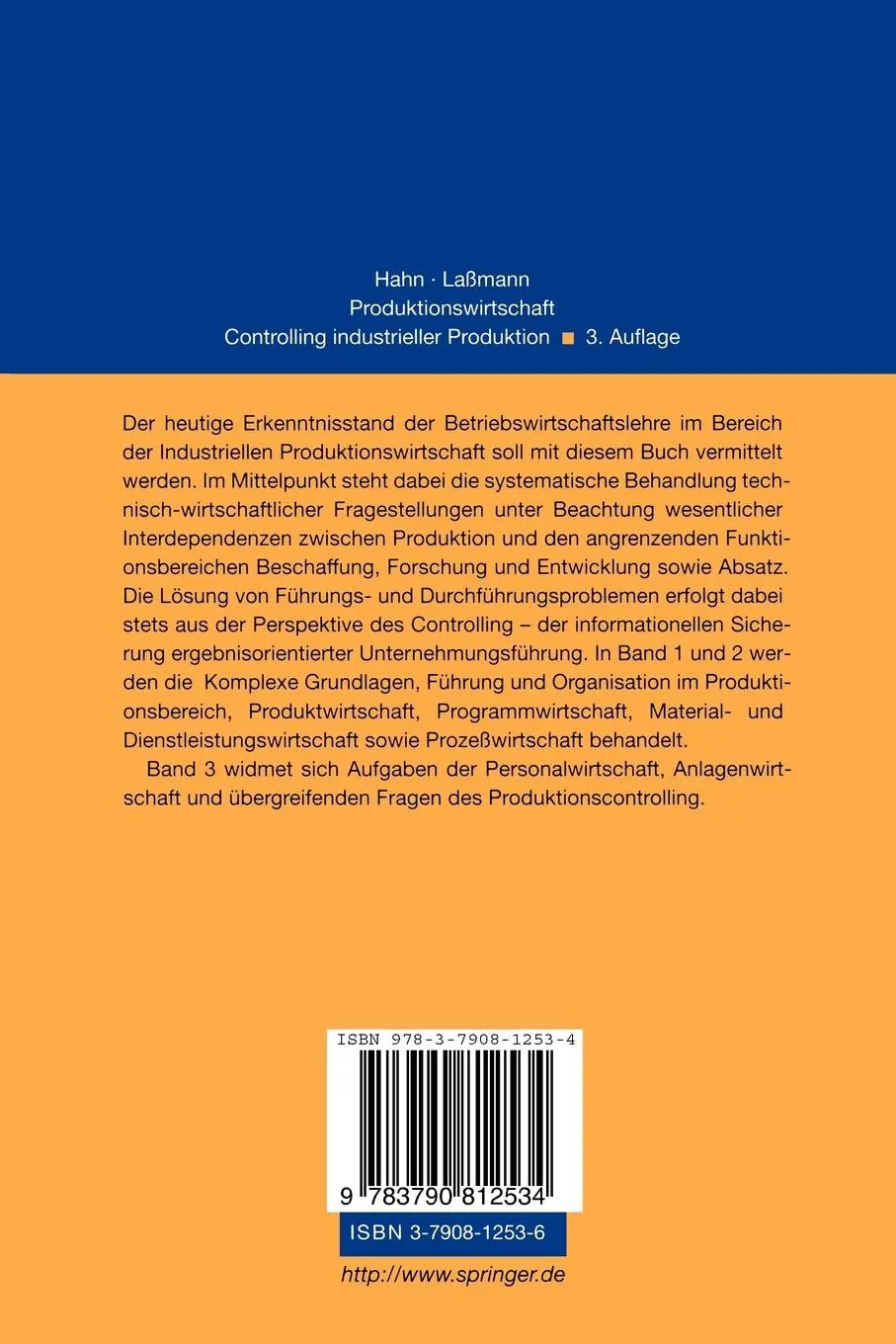 Rückseite: 9783790812534 | Produktionswirtschaft - Controlling industrieller Produktion | Buch