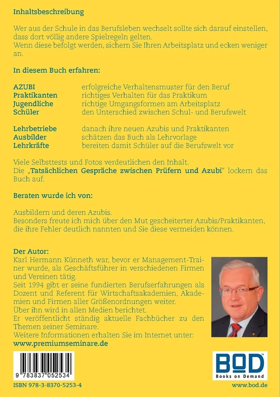Rückseite: 9783837052534 | Das Benimm-Handbuch zum Berufsstart | Karl Hermann Künneth | Buch