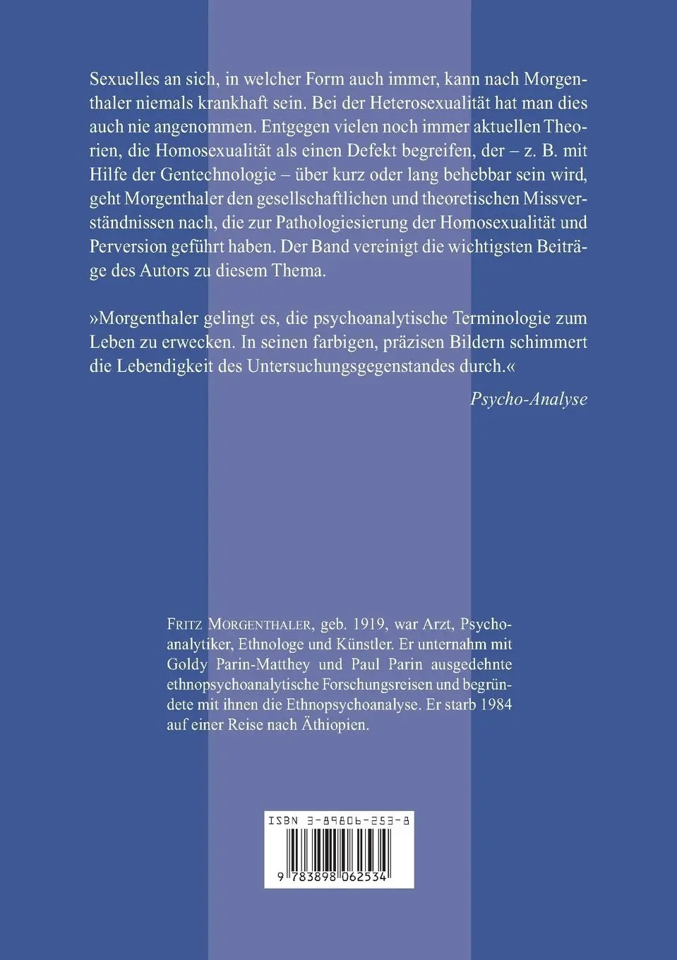 Rückseite: 9783898062534 | Homosexualität, Heterosexualität, Perversion | Fritz Morgenthaler
