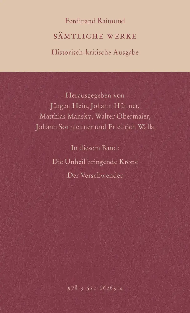Bild: 9783552062634 | Historisch-kritische Ausgabe Band 4 | Ferdinand Raimund | Buch | 2025