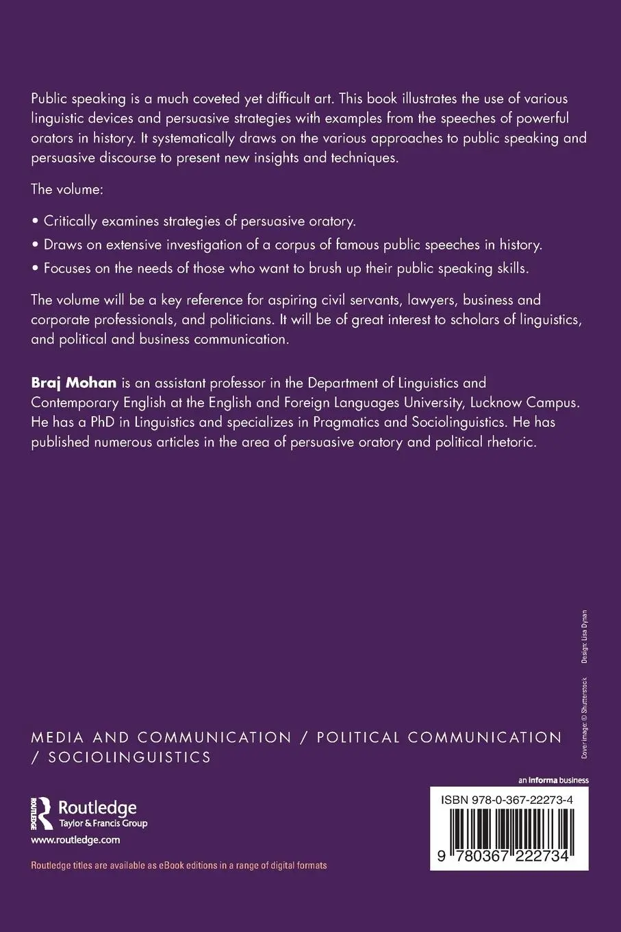 Rückseite: 9780367222734 | Understanding Public Speaking | Braj Mohan | Taschenbuch | Englisch