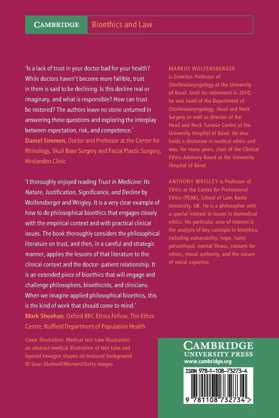 Rückseite: 9781108732734 | Trust in Medicine | Markus Wolfensberger (u. a.) | Taschenbuch | 2021