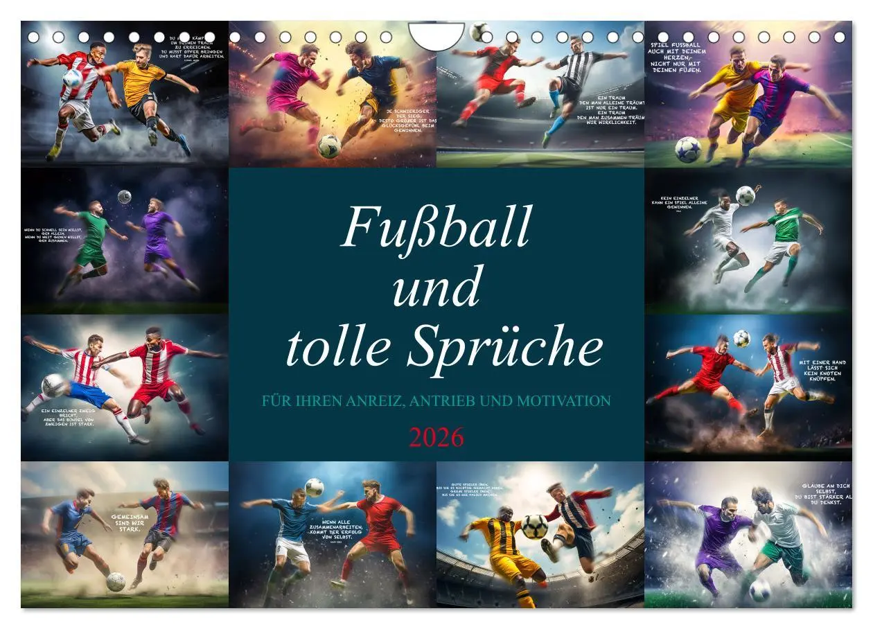 Cover: 9783457322734 | Fußball und tolle Sprüche (Wandkalender 2026 DIN A4 quer), CALVENDO...
