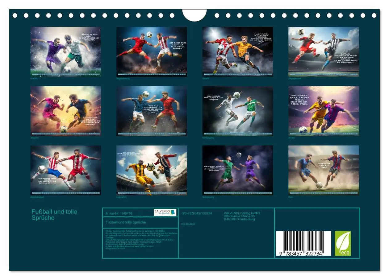 Bild: 9783457322734 | Fußball und tolle Sprüche (Wandkalender 2026 DIN A4 quer), CALVENDO...