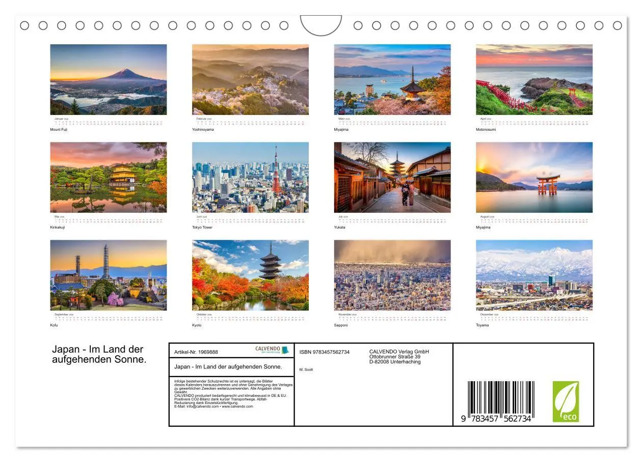 Bild: 9783457562734 | Japan - Im Land der aufgehenden Sonne. (Wandkalender 2026 DIN A4...