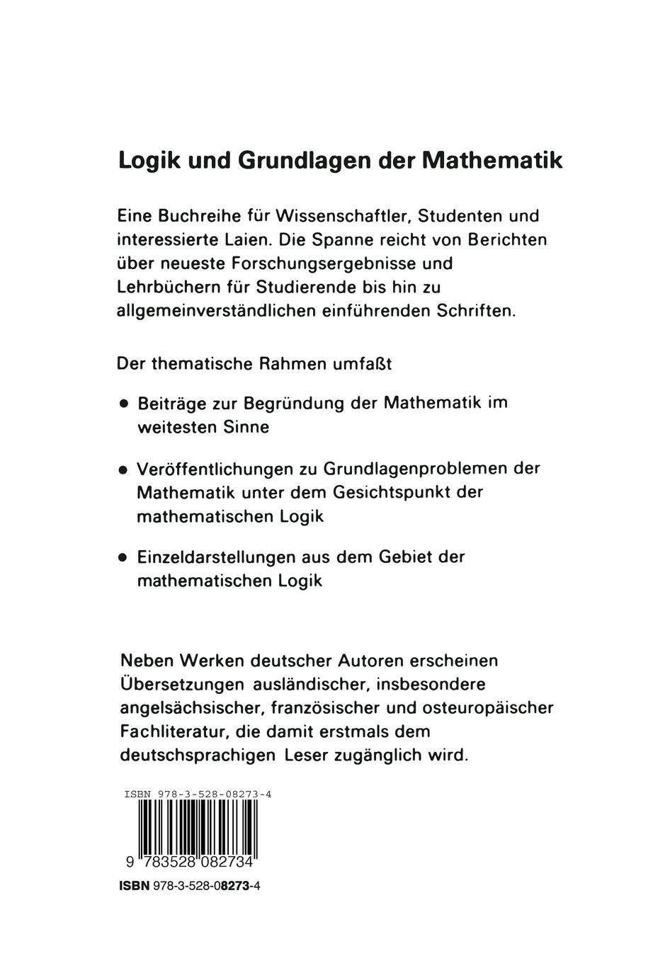 Rückseite: 9783528082734 | Theorie und Praxis der Booleschen Algebra | M. Denis-Papin | Buch