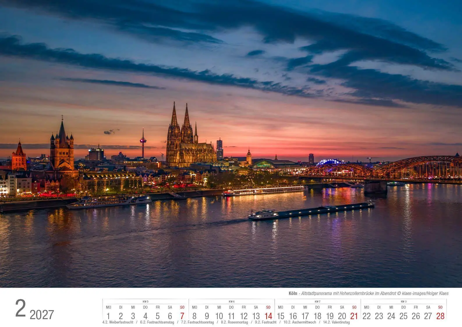 Bild: 9783965352834 | Köln 2027 Bildkalender A3 quer, spiralgebunden | Holger Klaes | 2027