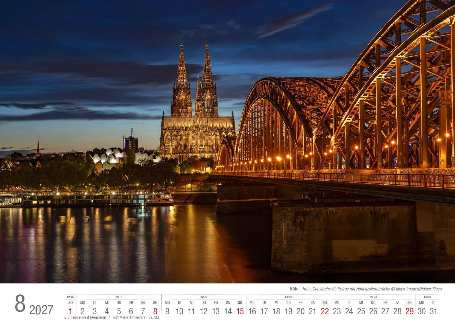 Bild: 9783965352834 | Köln 2027 Bildkalender A3 quer, spiralgebunden | Holger Klaes | 2027
