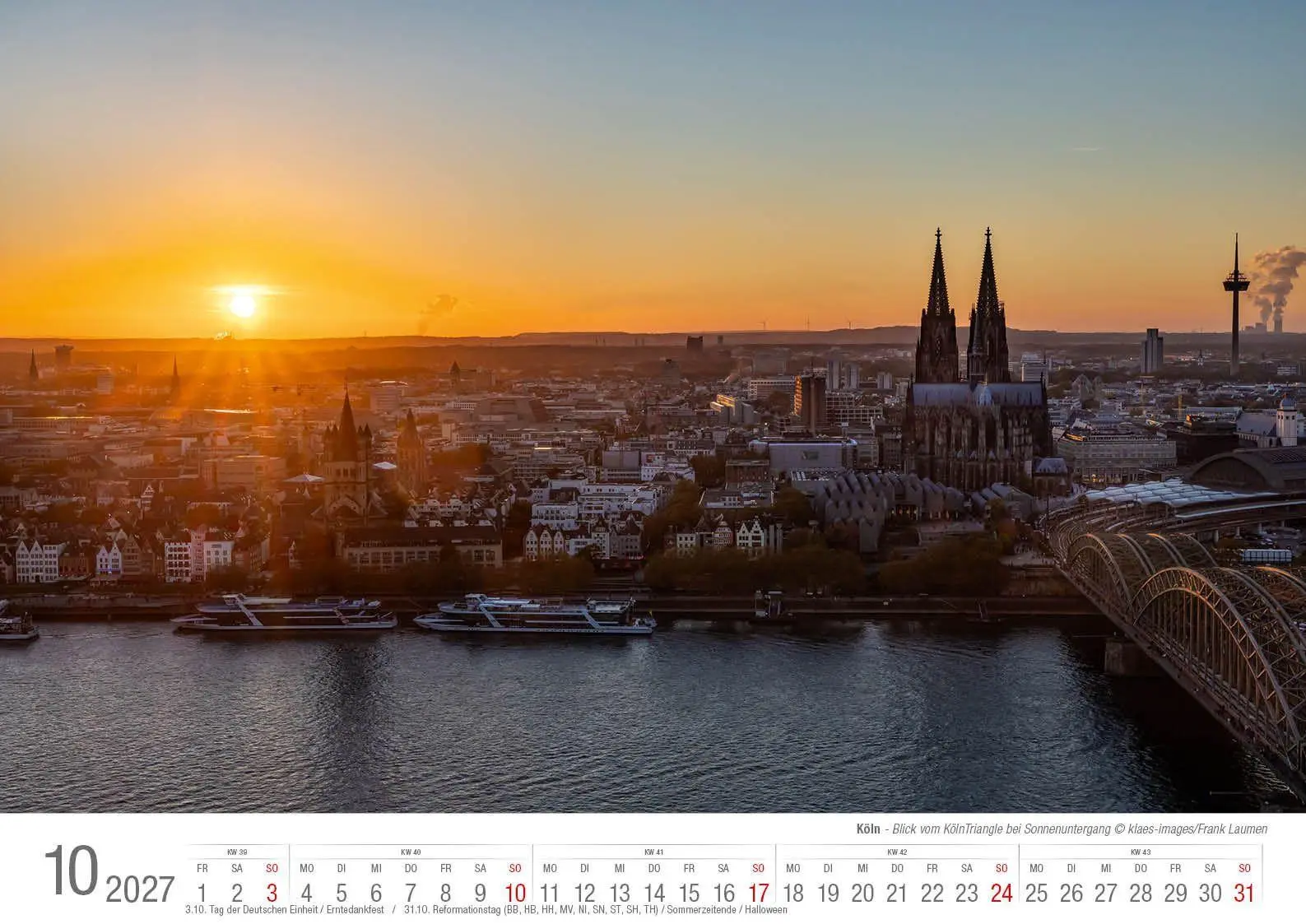 Bild: 9783965352834 | Köln 2027 Bildkalender A3 quer, spiralgebunden | Holger Klaes | 2027