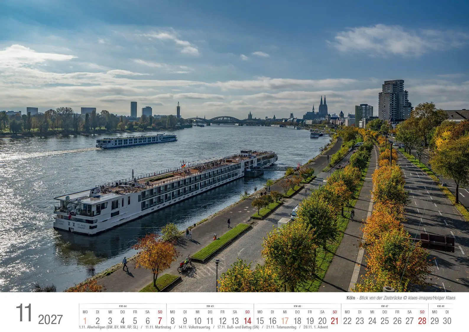 Bild: 9783965352834 | Köln 2027 Bildkalender A3 quer, spiralgebunden | Holger Klaes | 2027