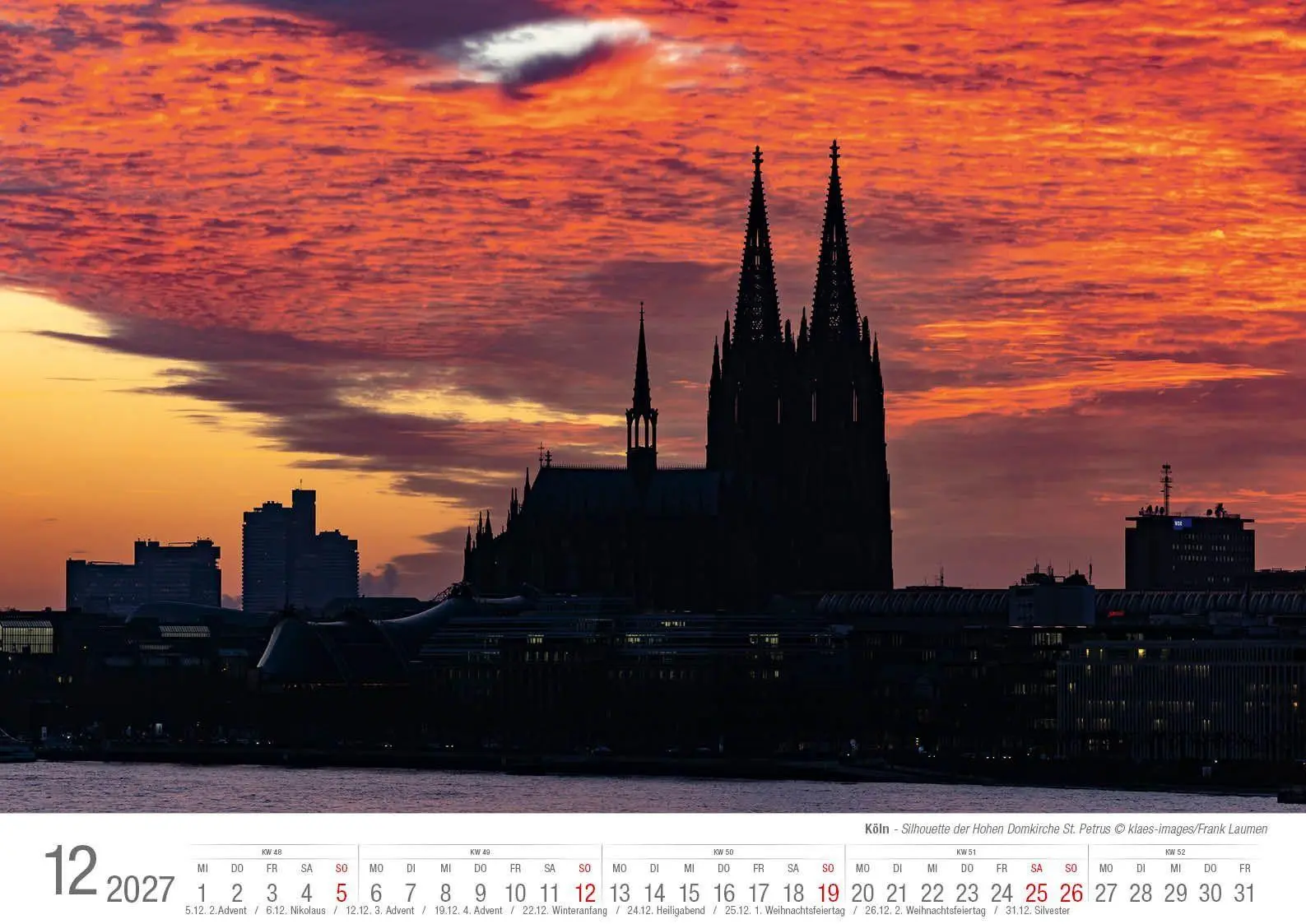 Bild: 9783965352834 | Köln 2027 Bildkalender A3 quer, spiralgebunden | Holger Klaes | 2027