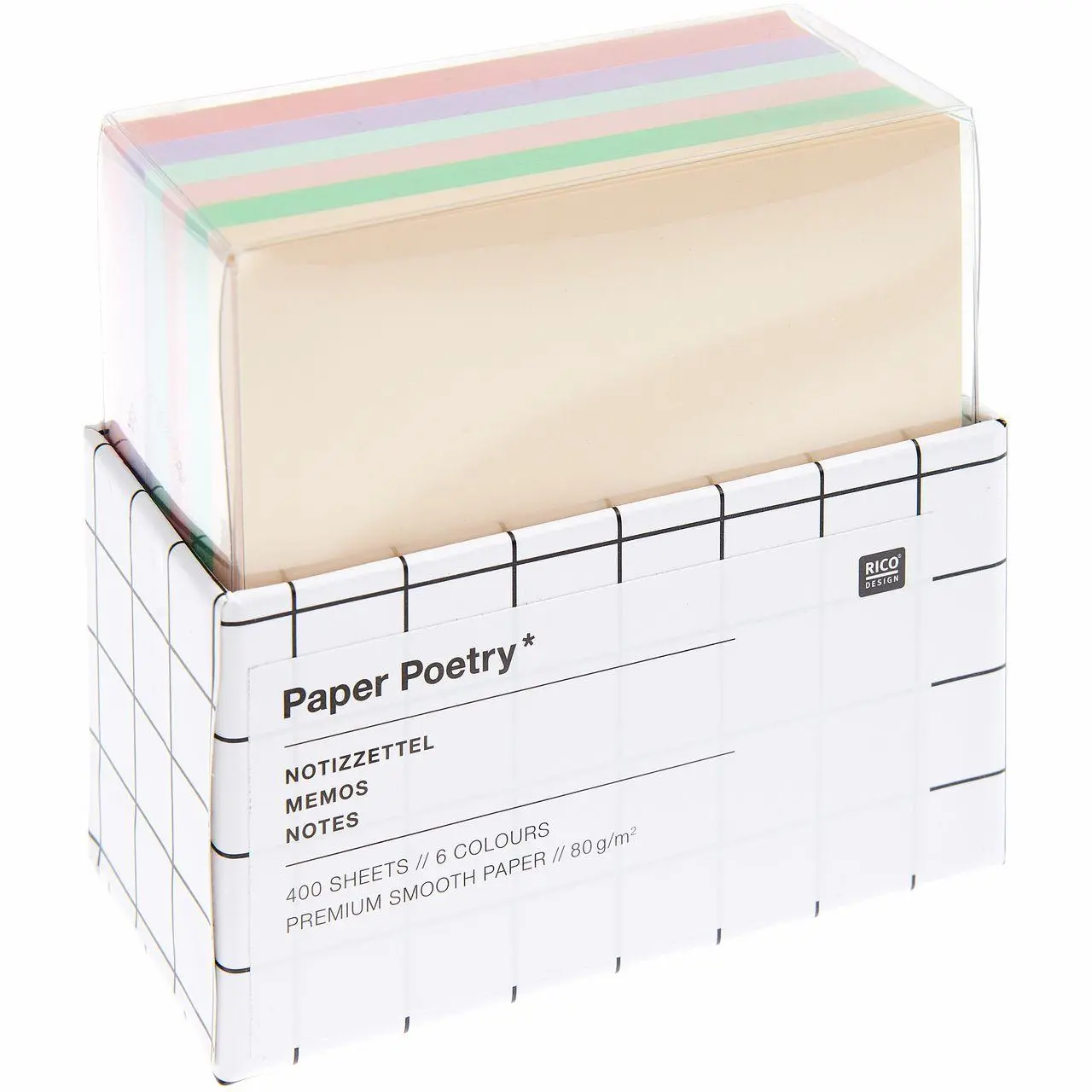 Notizzettel-Box Pastell FSC MIX, 400 Blatt, 9x9 cm