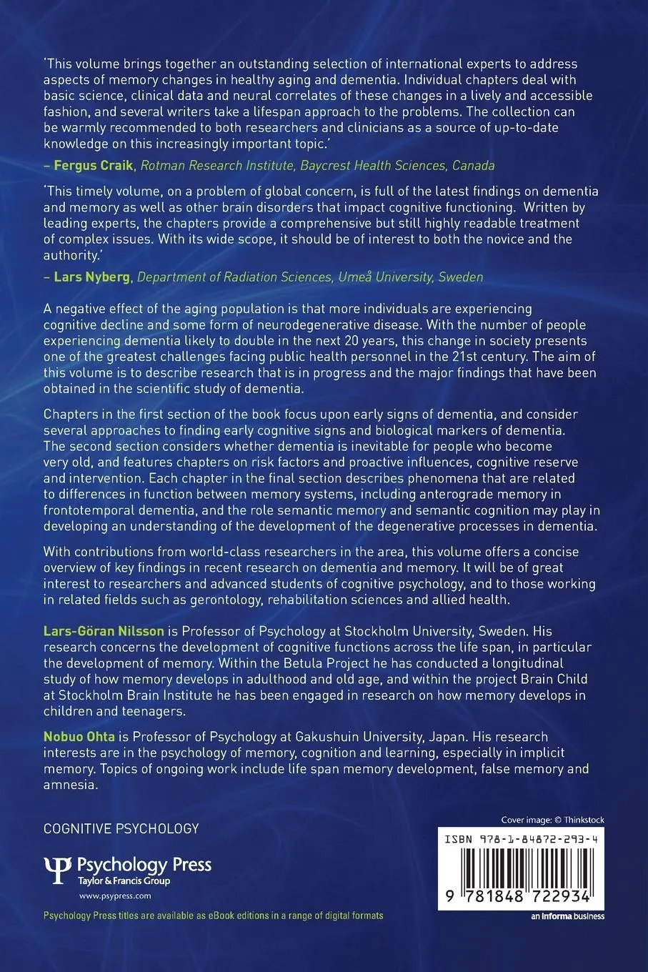 Rückseite: 9781848722934 | Dementia and Memory | Lars-Göran Nilsson (u. a.) | Taschenbuch | 2017