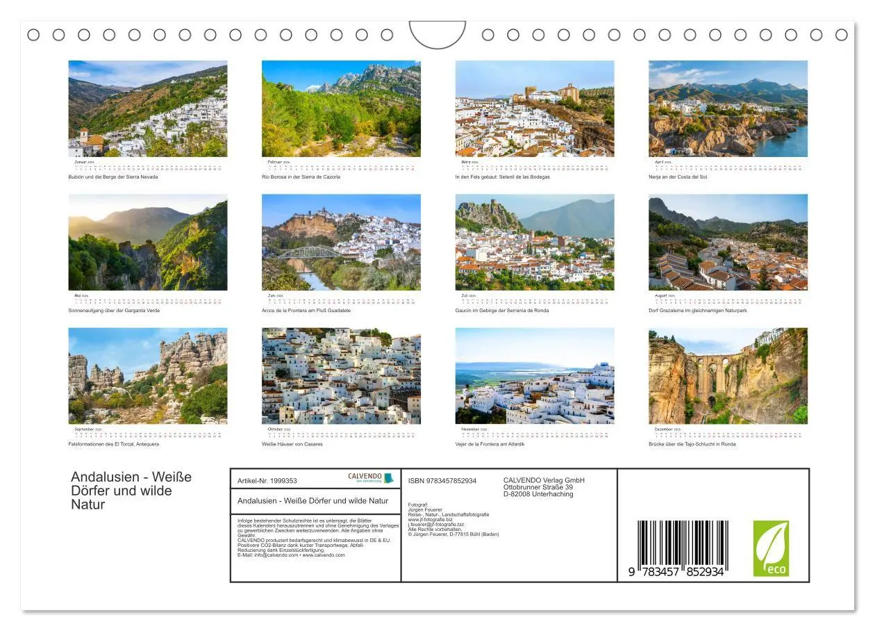Bild: 9783457852934 | Andalusien - Weiße Dörfer und wilde Natur (Wandkalender 2026 DIN A4...
