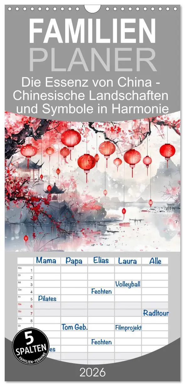 Cover: 9783516492934 | Familienplaner 2026 - Die Essenz von China - Chinesische...