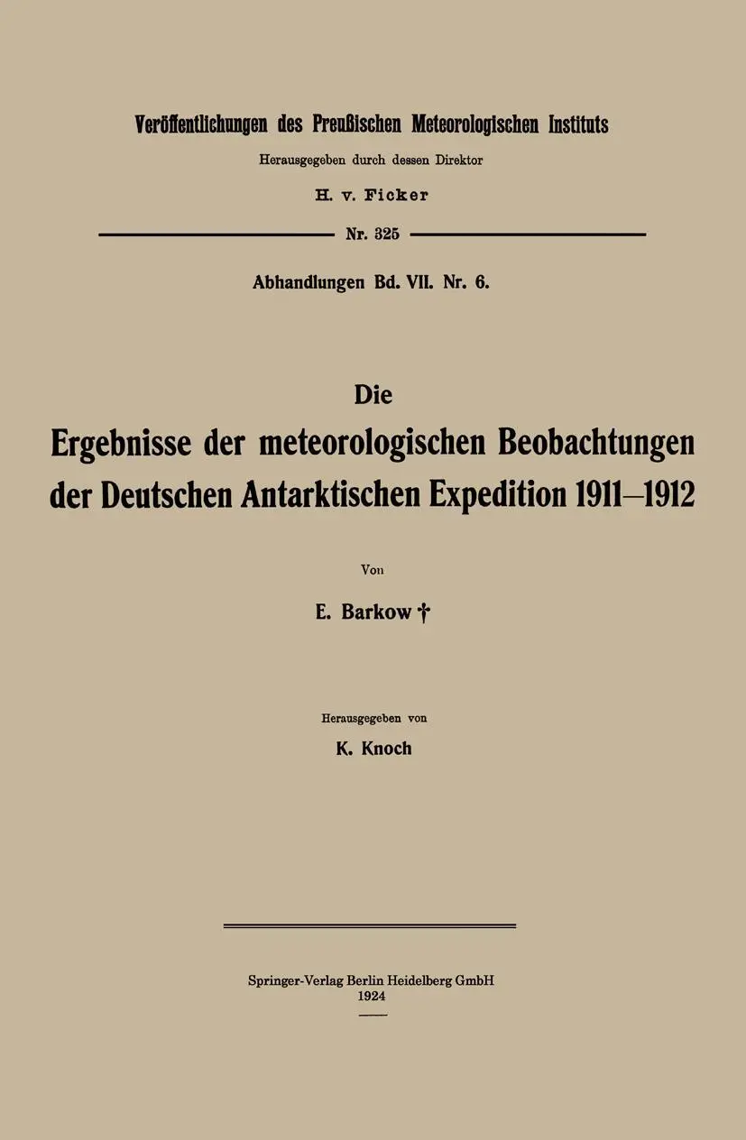 Cover: 9783662302934 | Die Ergebnisse der meteorologischen Beobachtungen der Deutschen...