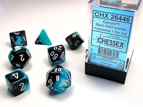 Cover: 601982023034 | Gemini® Polyhedral Black-Shell/white 7-Die Set | deutsch | Chessex