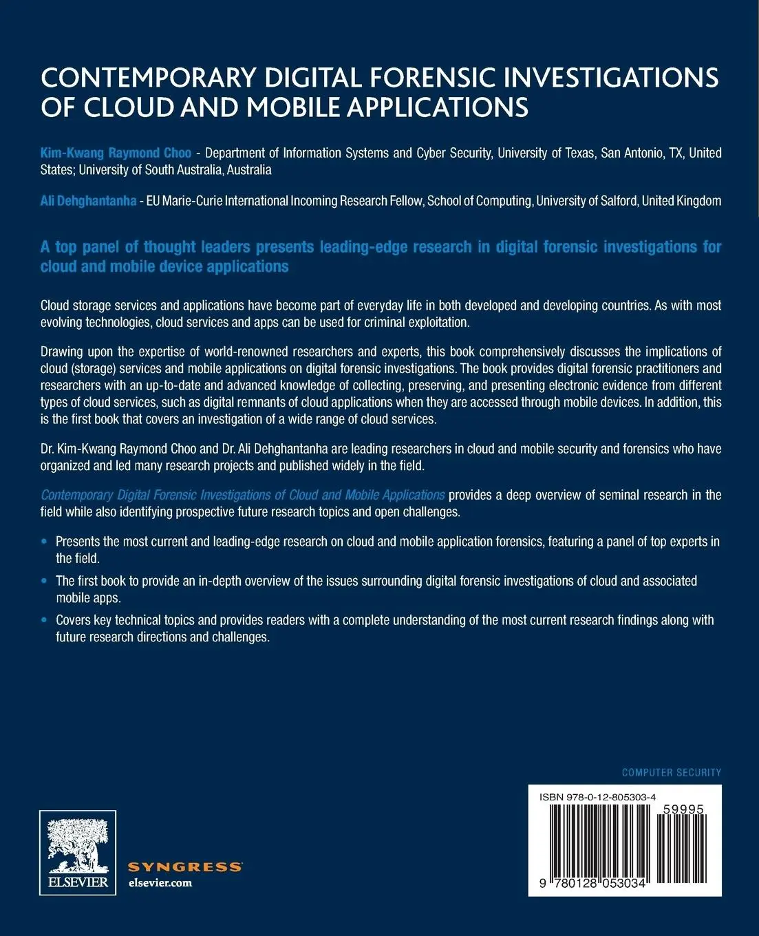 Rückseite: 9780128053034 | Contemporary Digital Forensic Investigations of Cloud and Mobile...