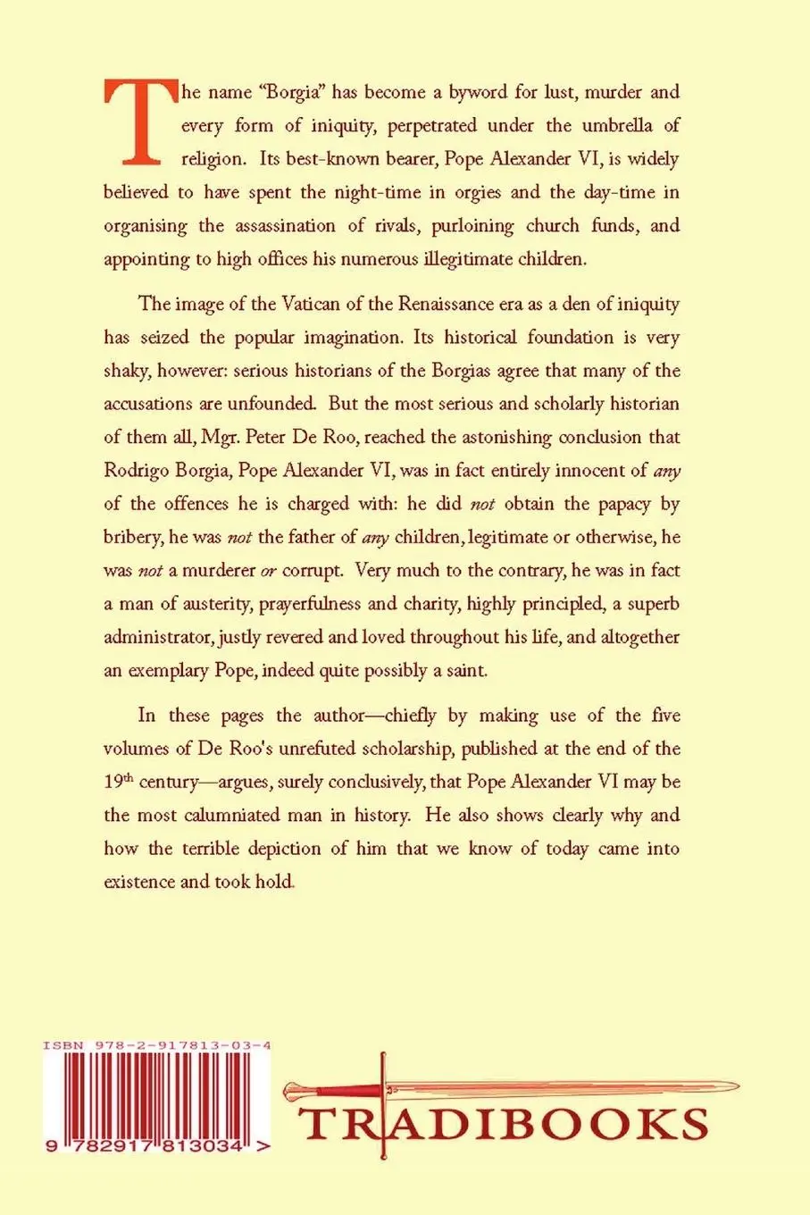 Rückseite: 9782917813034 | The Truth about Rodrigo Borgia, Pope Alexander VI | N. M. Gwynne