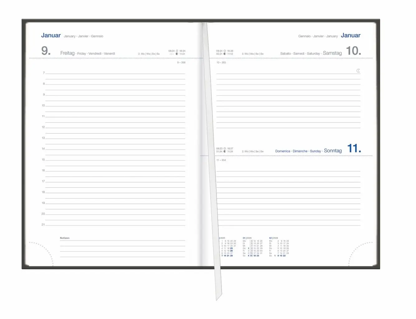 Bild: 9783756413034 | Tages-Cheftimer A5, schwarz 2026 | Heye | Buch | Bürokalender Heye