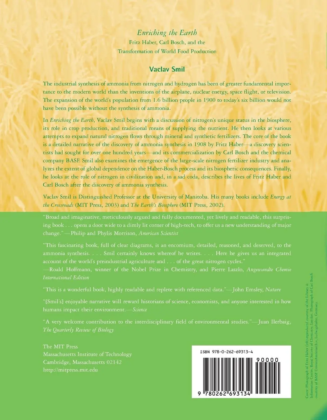 Rückseite: 9780262693134 | Enriching the Earth | Vaclav Smil | Taschenbuch | Englisch | 2004