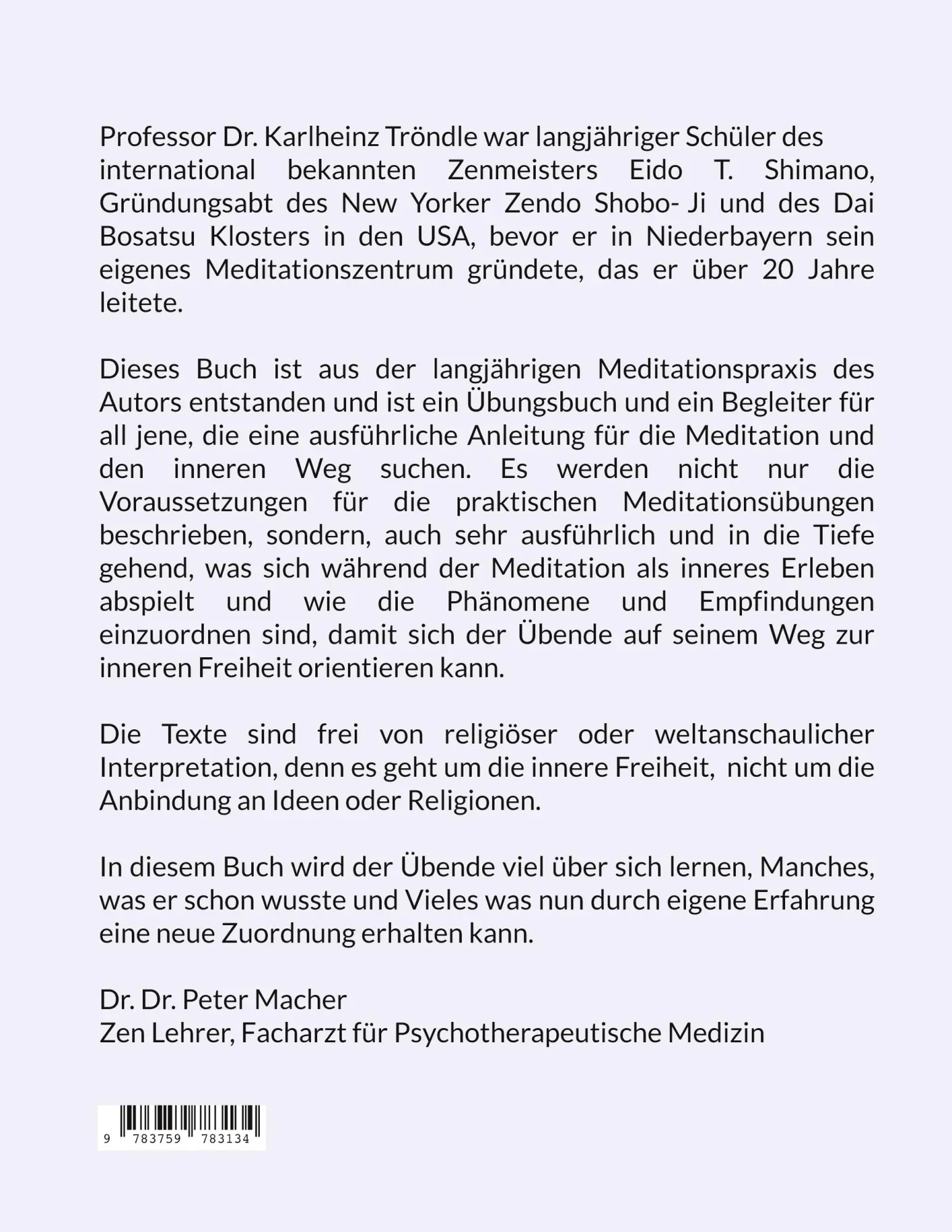 Rückseite: 9783759783134 | Meditation - Weg zur inneren Stille | Karlheinz Tröndle | Taschenbuch