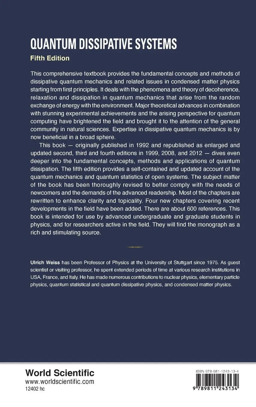 Rückseite: 9789811243134 | QUANTUM DISSIPATIVE SYS (5TH ED) | Ulrich Weiss | Buch | Gebunden