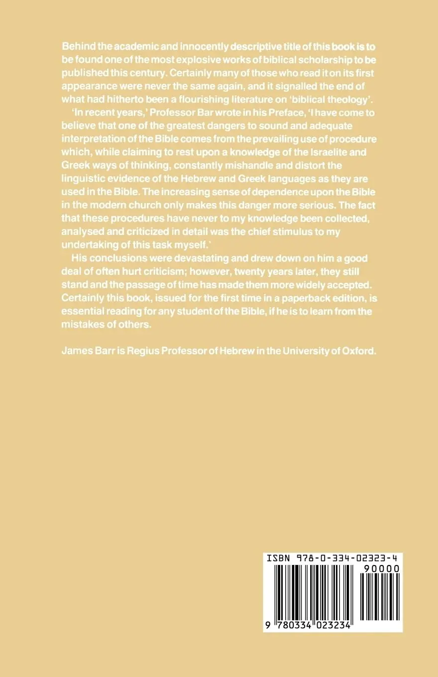 Rückseite: 9780334023234 | The Semantics of Biblical Language | James Barr | Taschenbuch | 2012