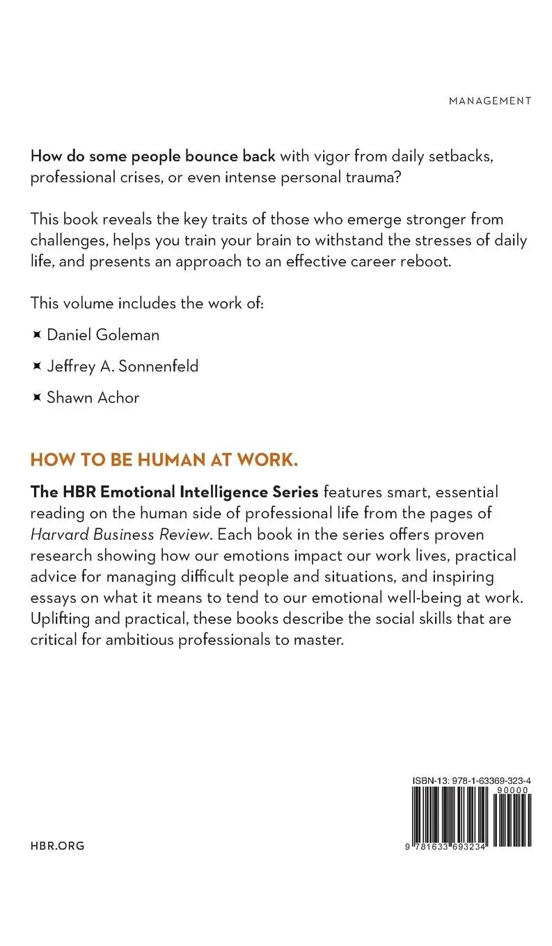 Rückseite: 9781633693234 | Resilience (HBR Emotional Intelligence Series) | Review (u. a.) | Buch