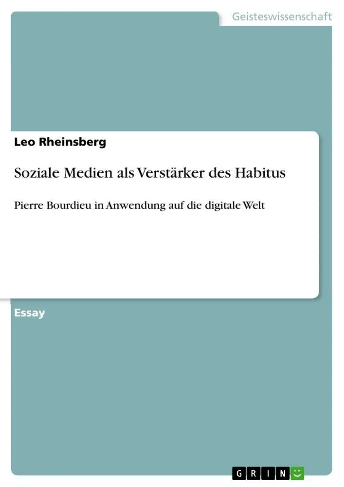 Cover: 9783389103234 | Soziale Medien als Verstärker des Habitus | Leo Rheinsberg | Buch