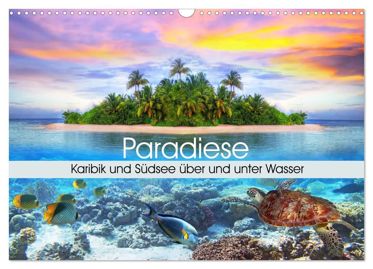 Cover: 9783457963234 | Paradiese. Karibik und Südsee über und unter Wasser (Wandkalender...