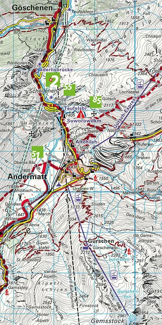 Bild: 9783259023334 | Andermatt - Surselva 33 Wanderkarte 1:40 000 matt laminiert | Deutsch