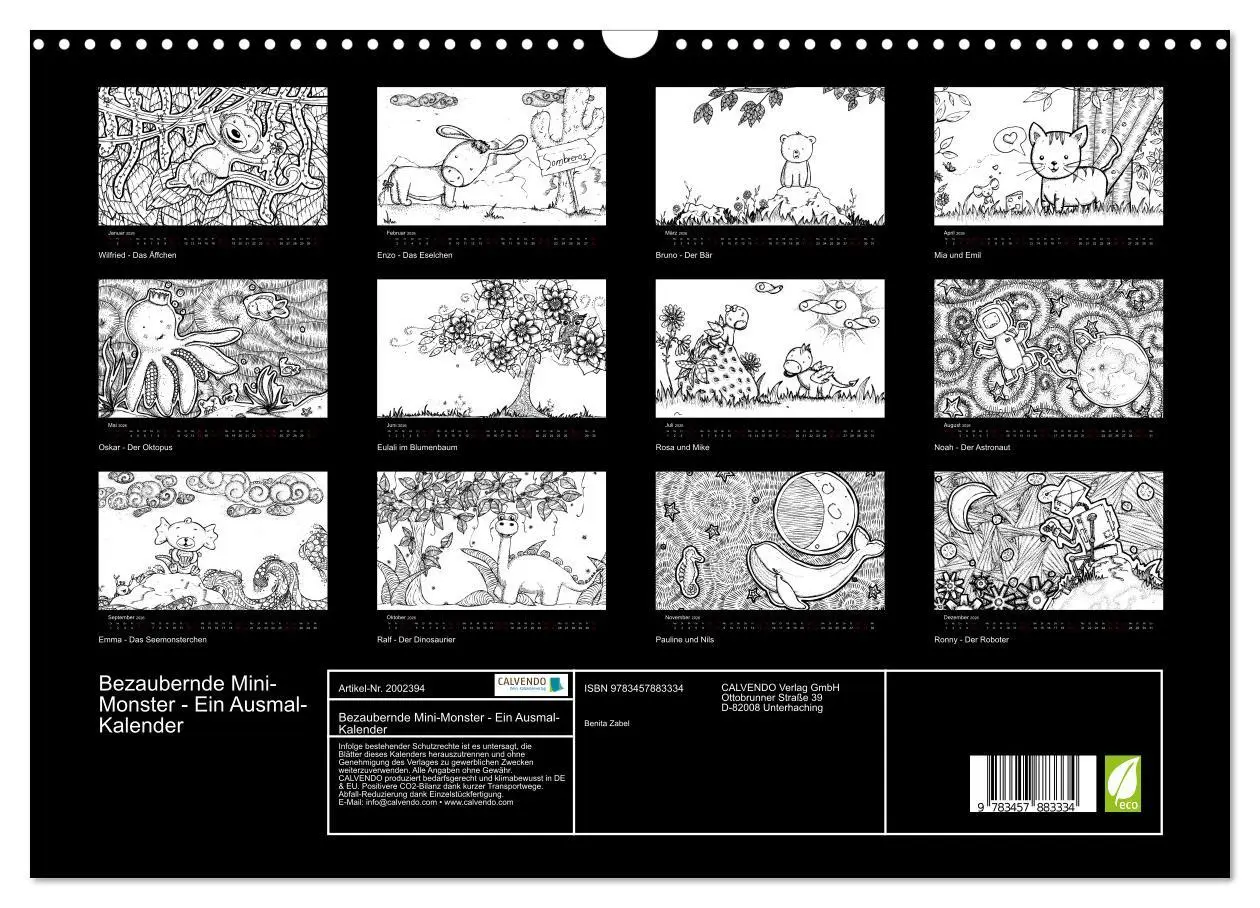 Bild: 9783457883334 | Bezaubernde Mini-Monster - Ein Ausmal-Kalender (Wandkalender 2026...
