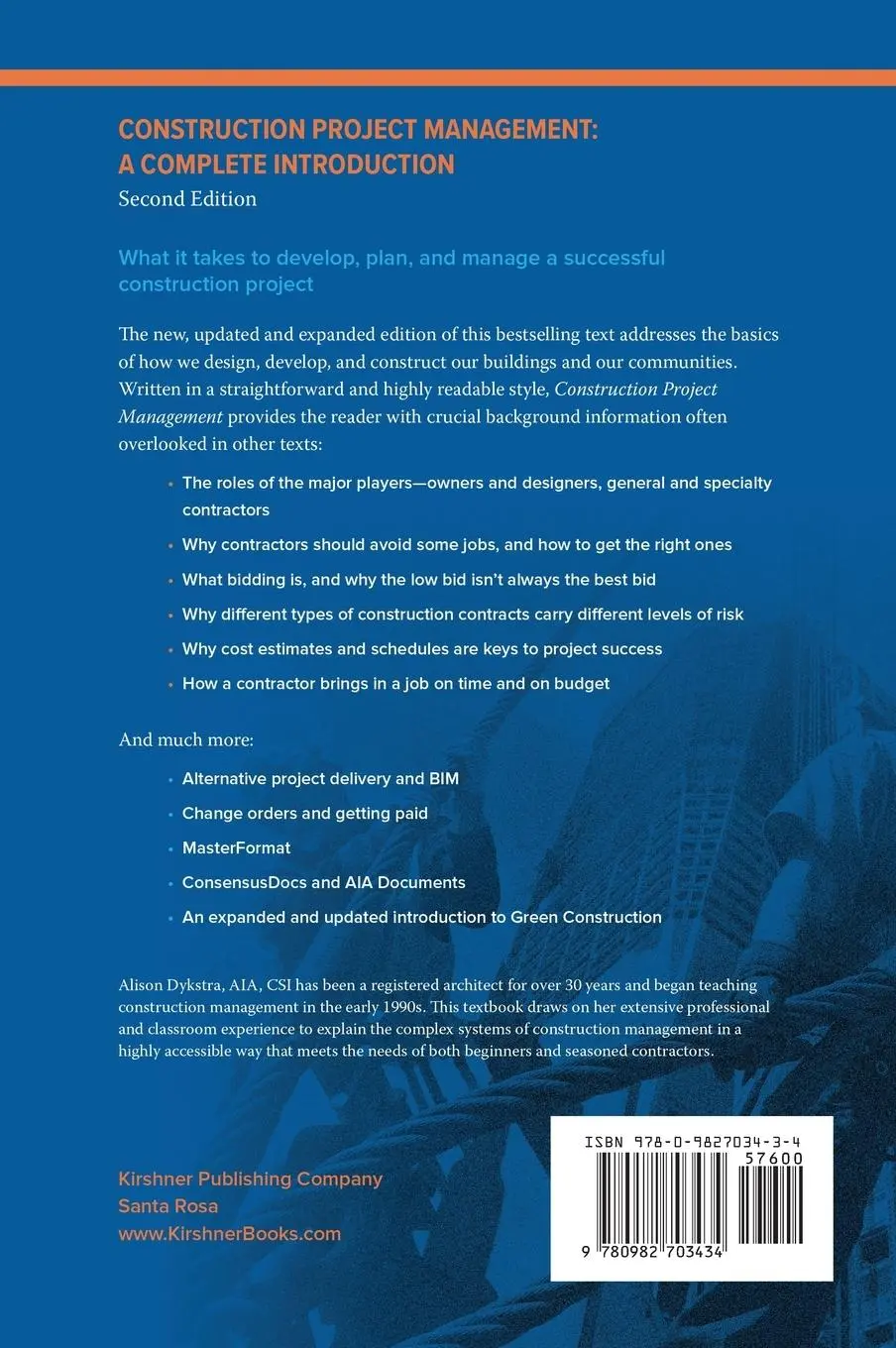 Rückseite: 9780982703434 | Construction Project Management | A Complete Introduction | Dykstra
