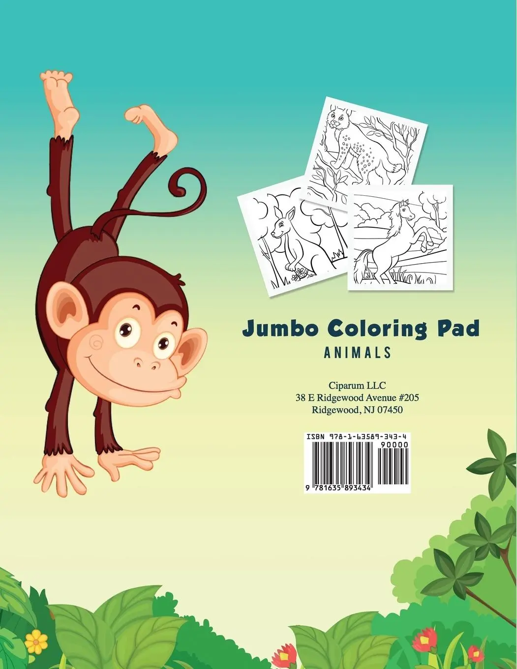 Rückseite: 9781635893434 | Jumbo Coloring Pad | Animals | Coloring Pages for Kids | Taschenbuch