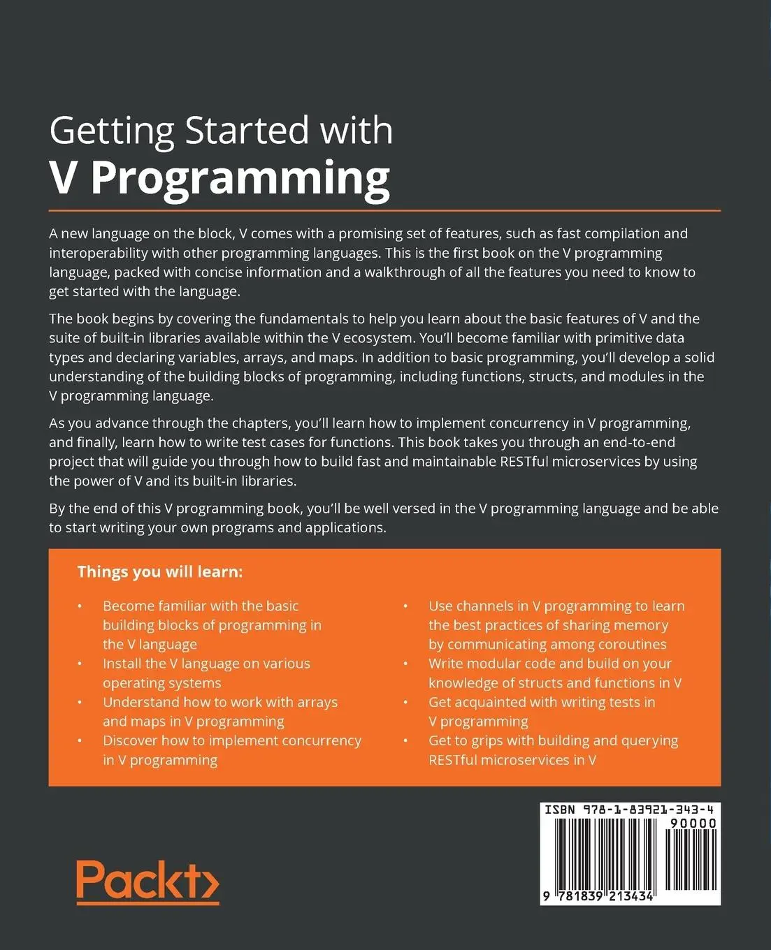 Rückseite: 9781839213434 | Getting Started with V Programming | Navule Pavan Kumar Rao | Buch
