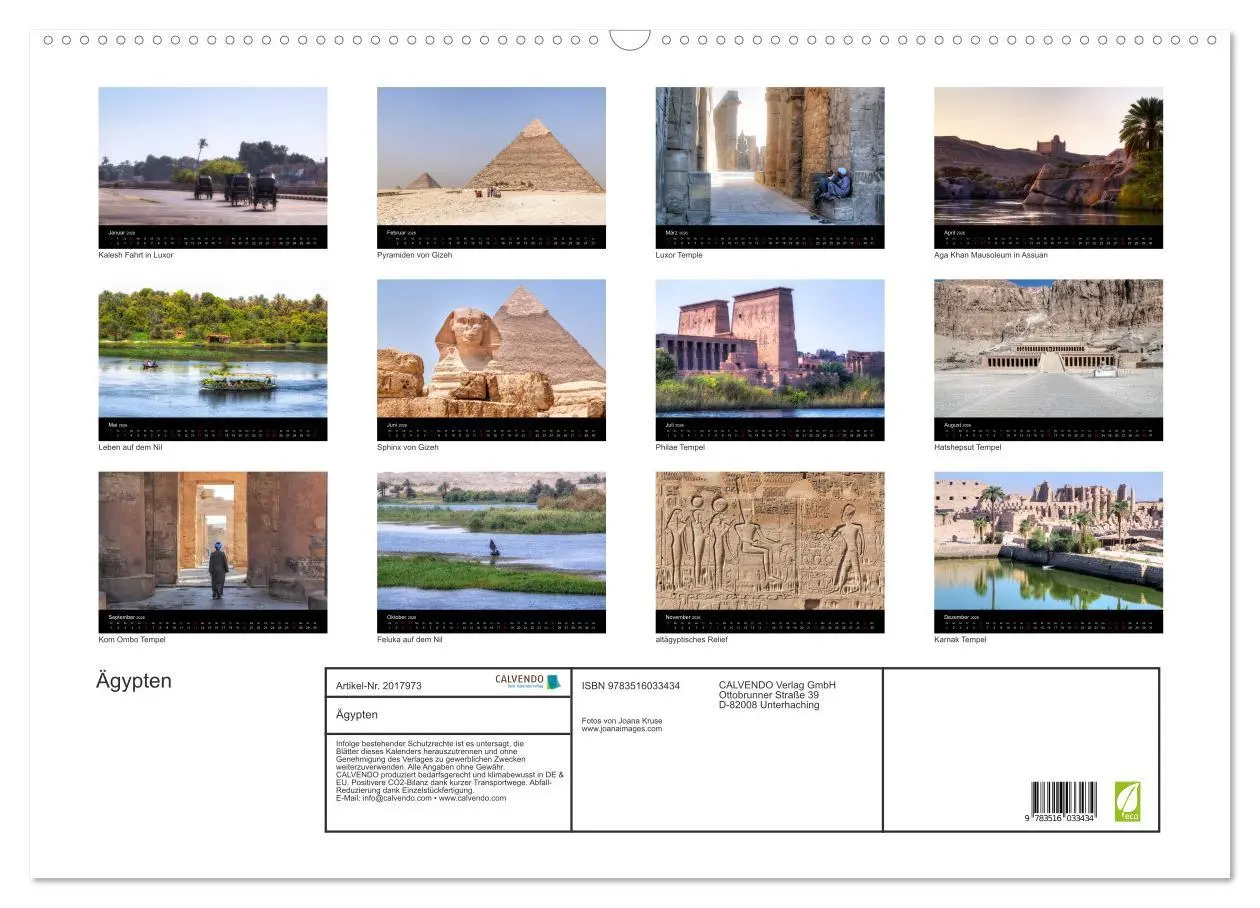 Bild: 9783516033434 | Ägypten (Wandkalender 2026 DIN A2 quer), CALVENDO Monatskalender