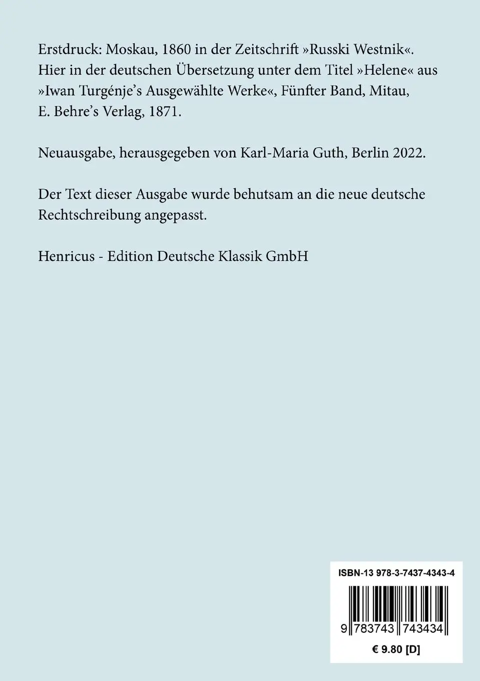 Rückseite: 9783743743434 | Am Vorabend | Roman einer tragischen Liebe zu Zeiten des Krimkrieges