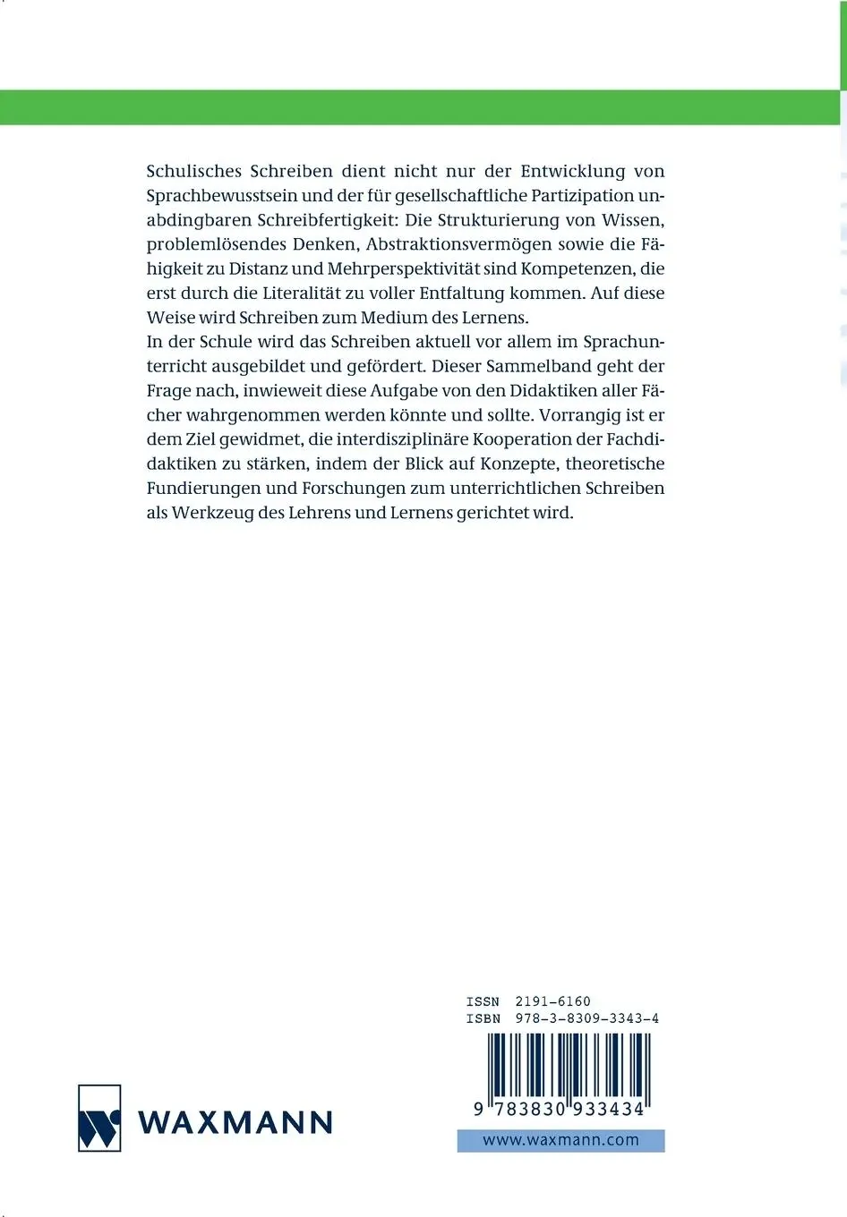 Rückseite: 9783830933434 | Schreiben als Medium des Lernens | Sabine Schmölzer-Eibinger (u. a.)
