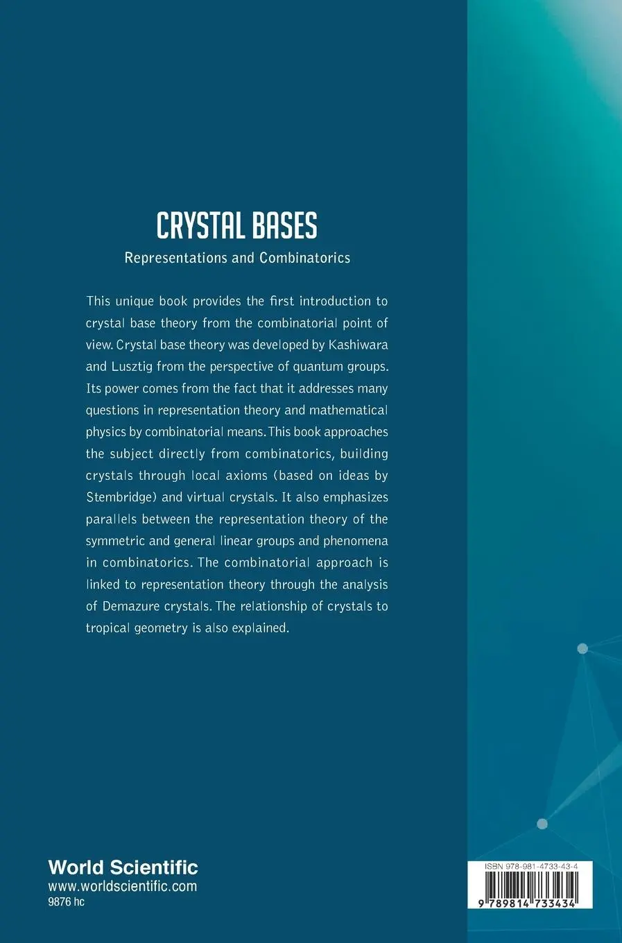 Rückseite: 9789814733434 | CRYSTAL BASES | REPRESENTATIONS AND COMBINATORICS | Schilling | Buch