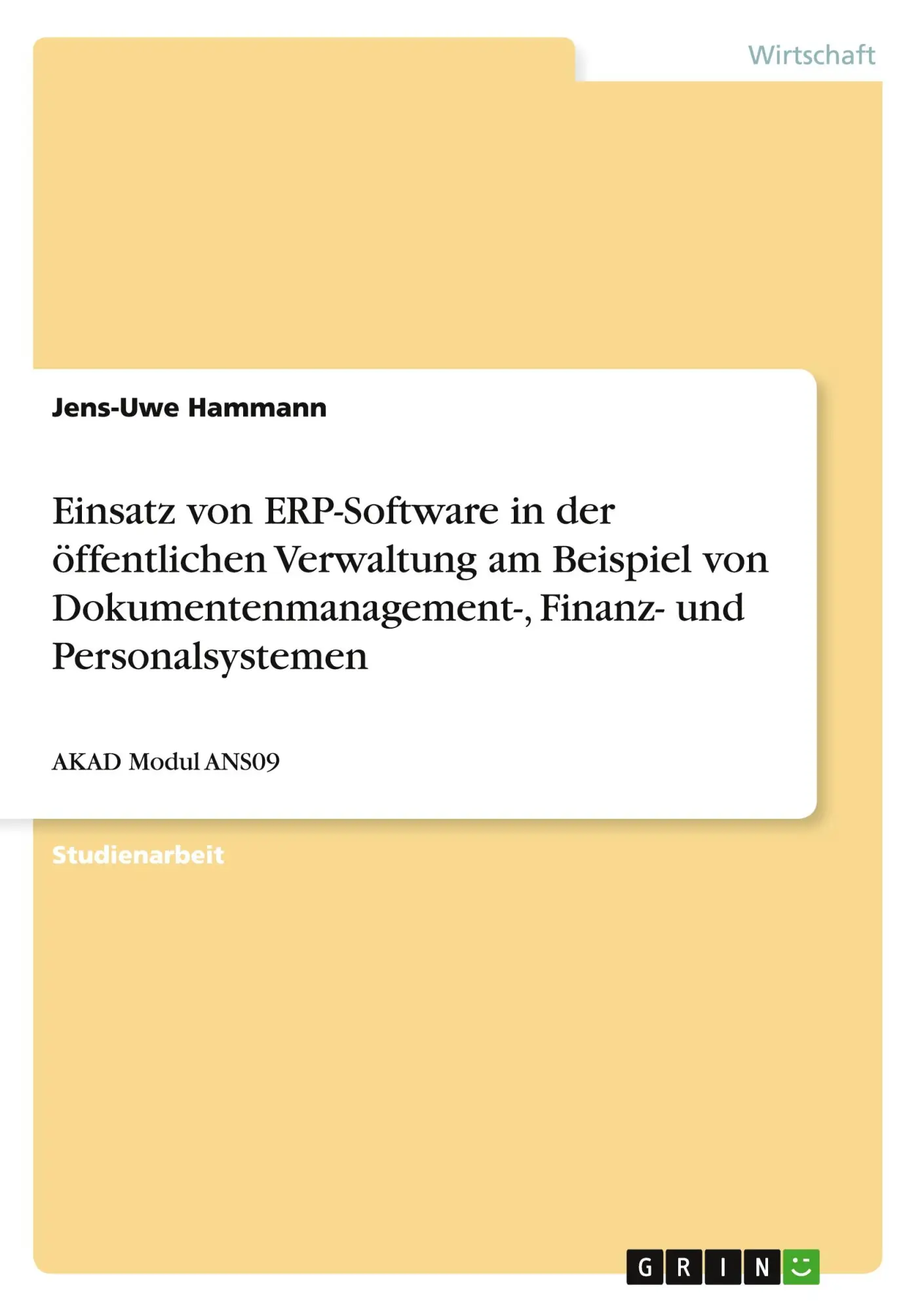 Cover: 9783656923534 | Einsatz von ERP-Software in der öffentlichen Verwaltung am Beispiel...