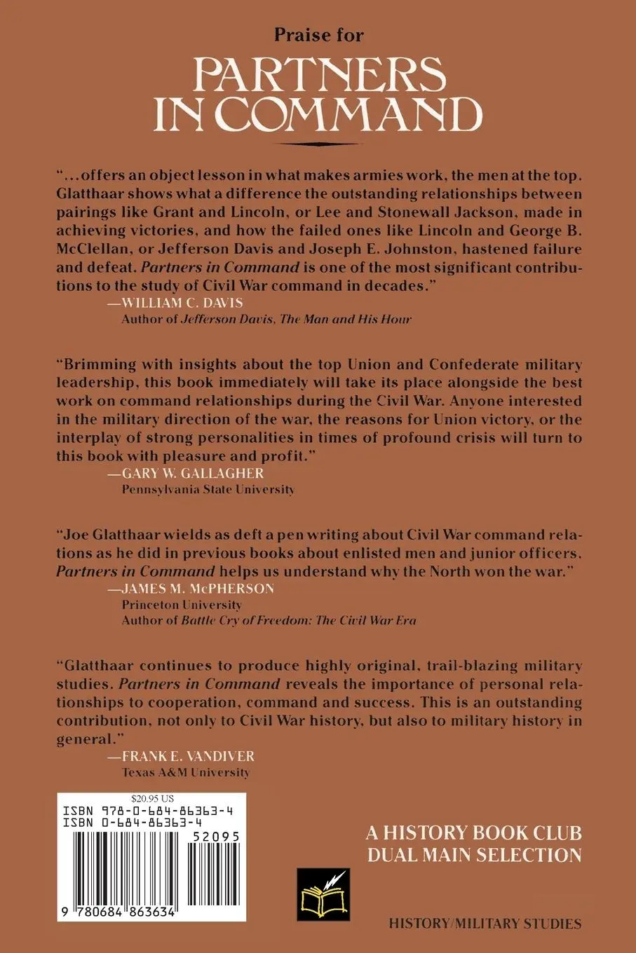 Rückseite: 9780684863634 | Partners in Command | Joseph T. Glatthaar | Taschenbuch | Englisch