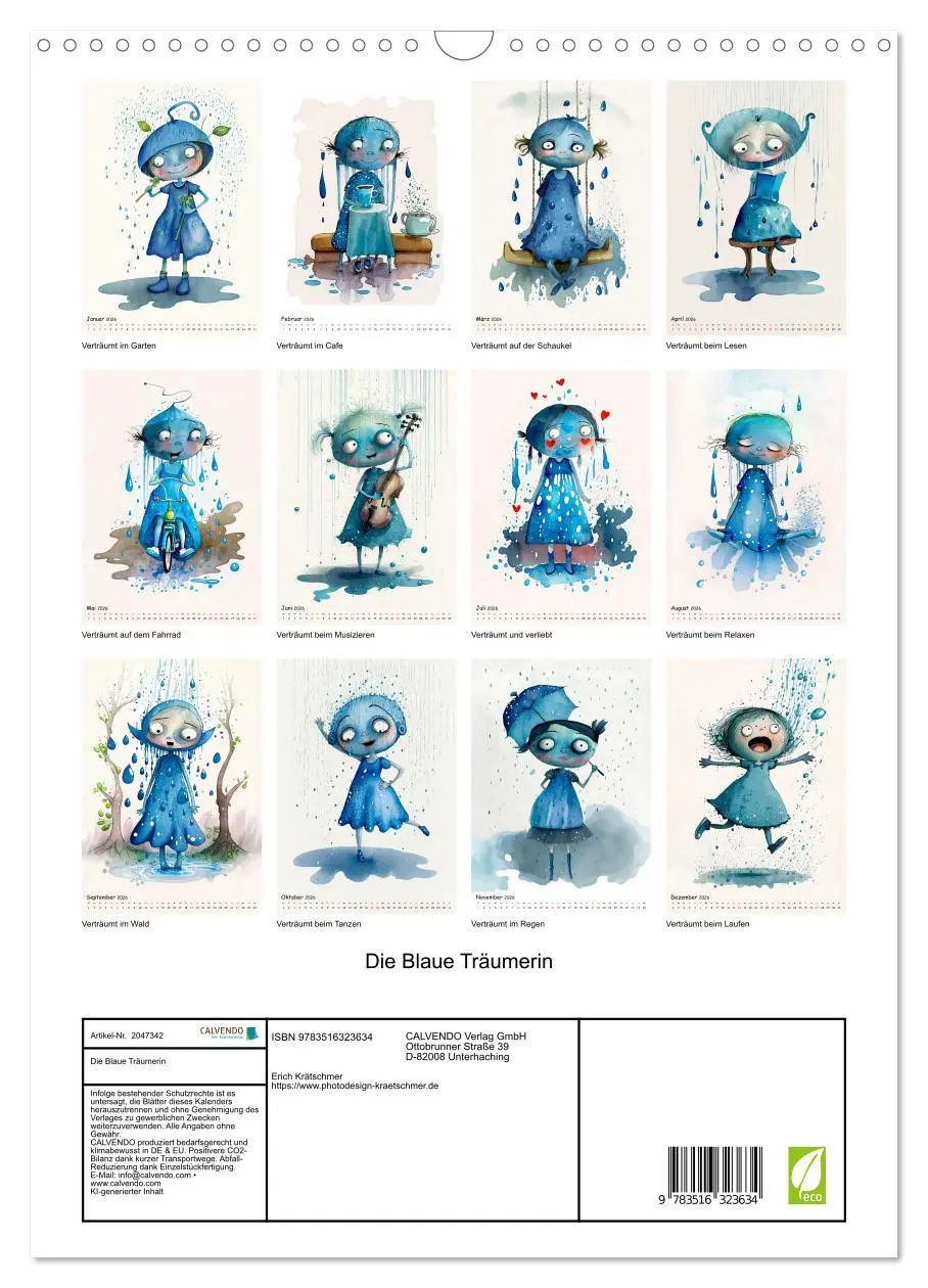 Bild: 9783516323634 | Die Blaue Träumerin (Wandkalender 2026 DIN A3 hoch), CALVENDO...