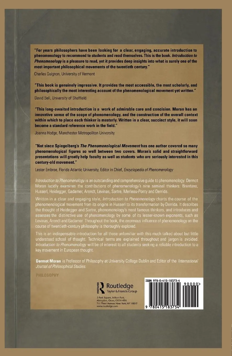 Rückseite: 9780415183734 | Introduction to Phenomenology | Dermot Moran | Taschenbuch | Englisch